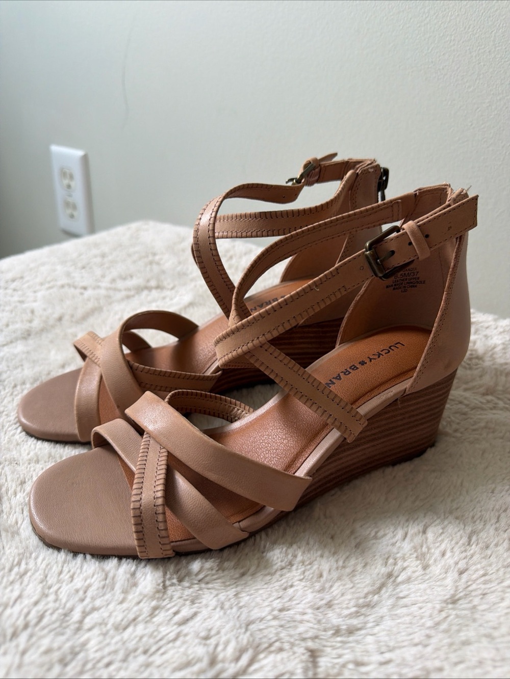 Lucky Brand Jandi Wedge Sandal- Strappy Ankle Buckle